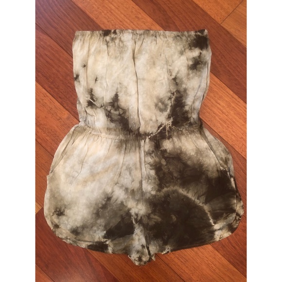 BLUE LIFE STRAPLESS ROMPER TIE DYE OLIVE GREEN - Picture 3 of 5